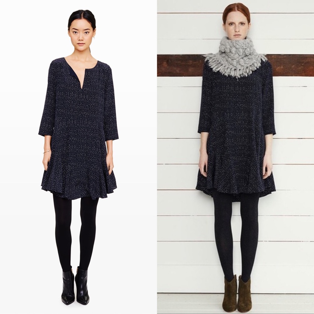 • Club Monaco • Junelle Silk Drop Waist Dress Navy